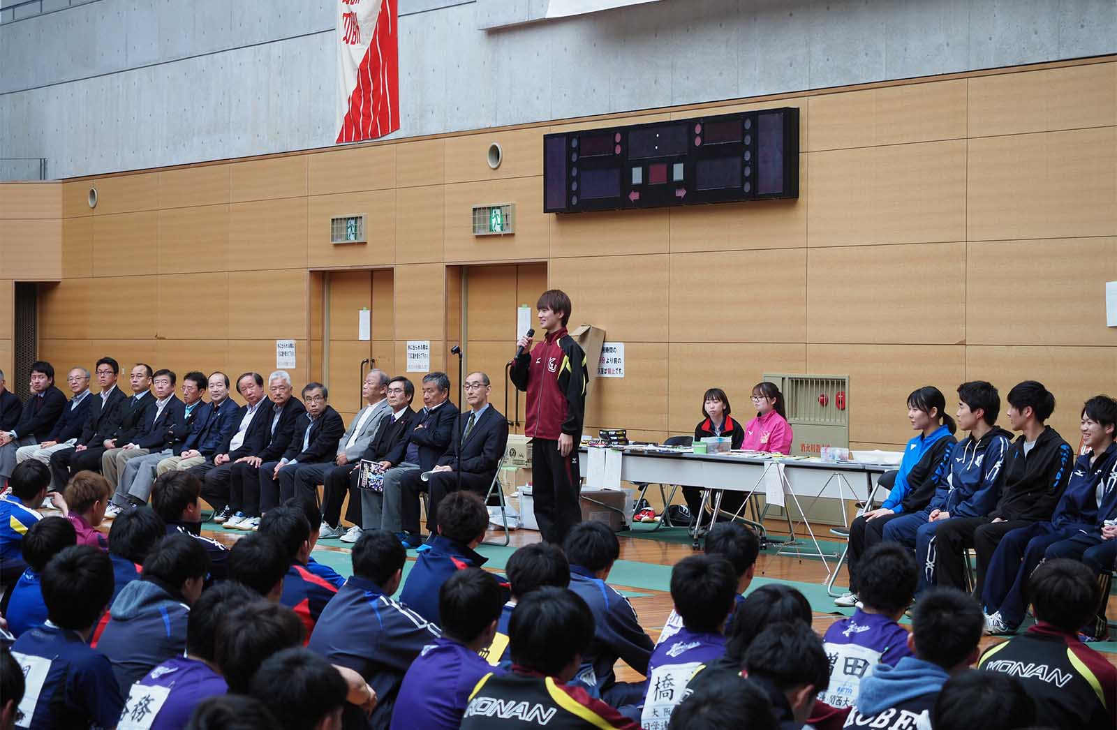 関西学生卓球連盟廣瀬幹事長 リーグ戦開会式